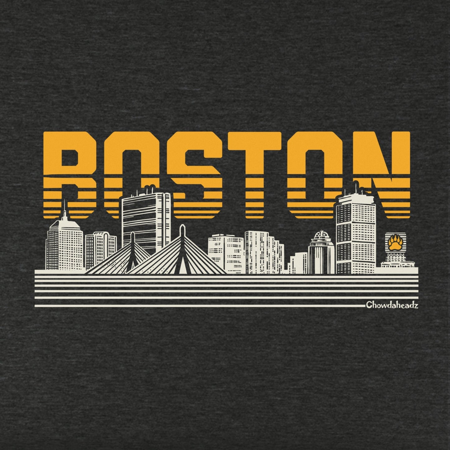 Boston Lined Cityscape Charcoal Youth T-Shirt