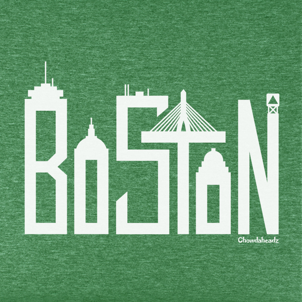 Boston Skyline White Letters Youth T-Shirt