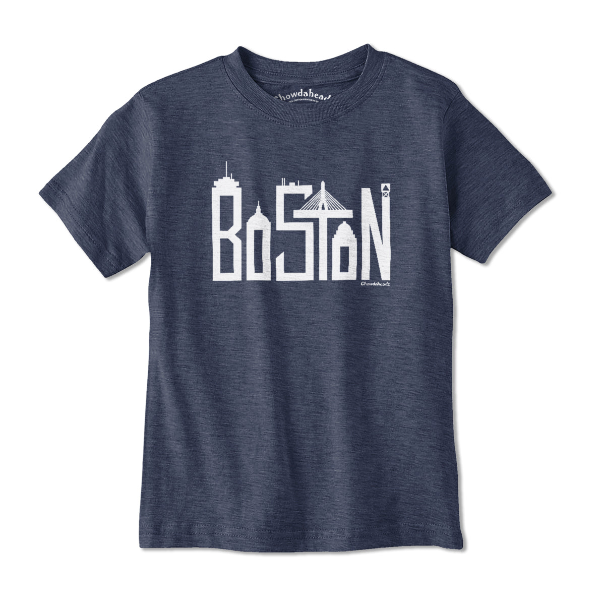Boston Skyline White Letters Youth T-Shirt