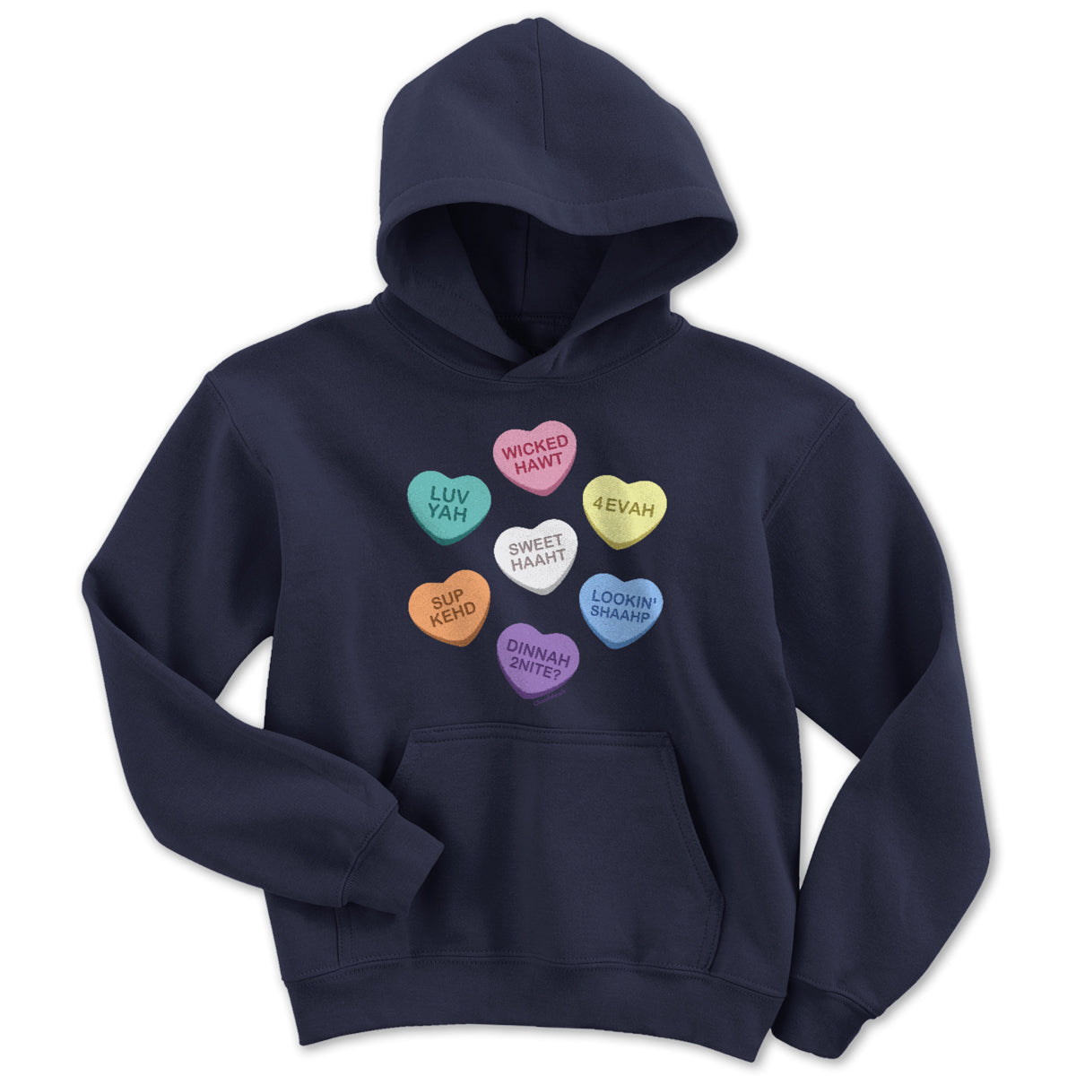 Boston Accent Candy Hearts Youth Hoodie