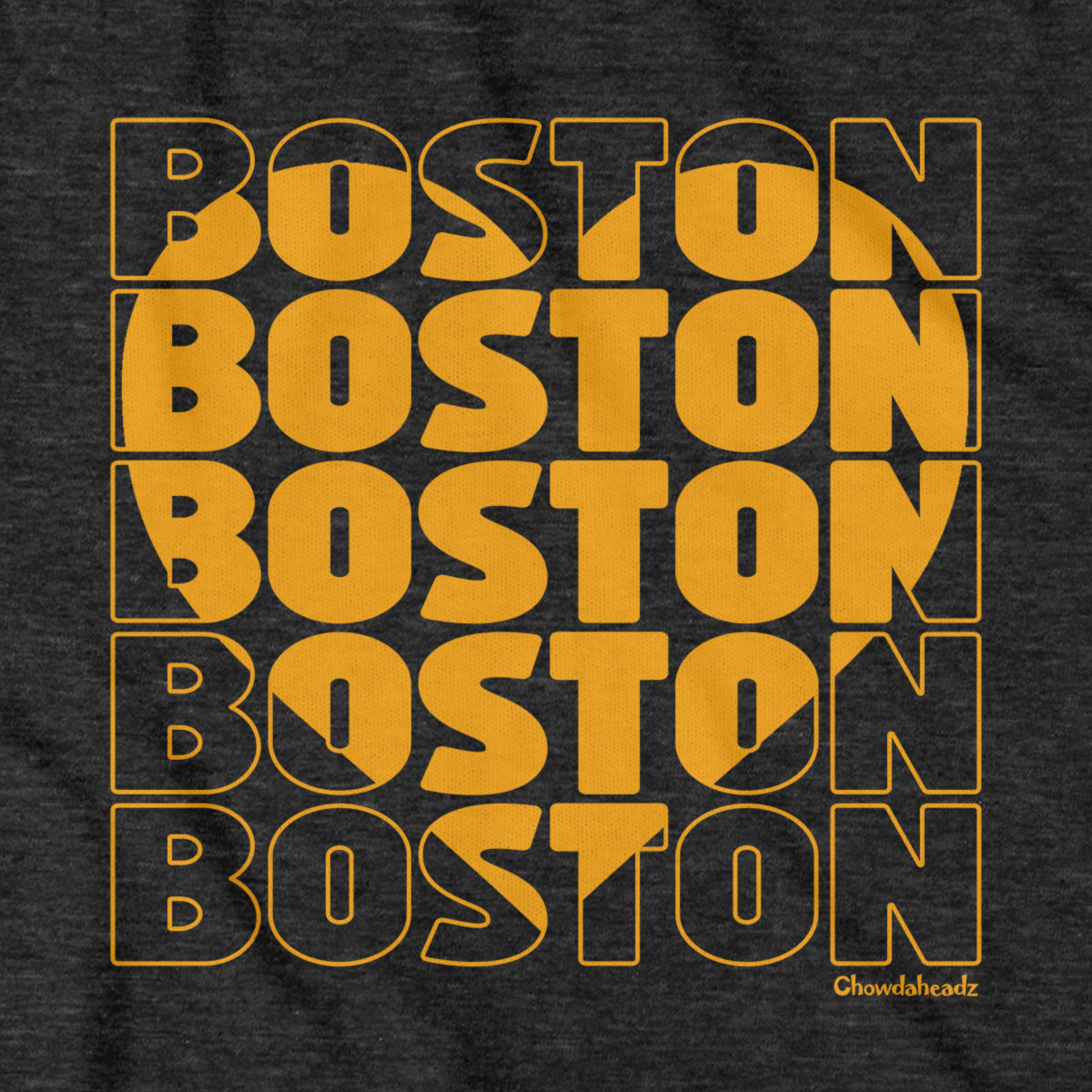 Black & Gold Stacked Boston Heart Youth Hoodie