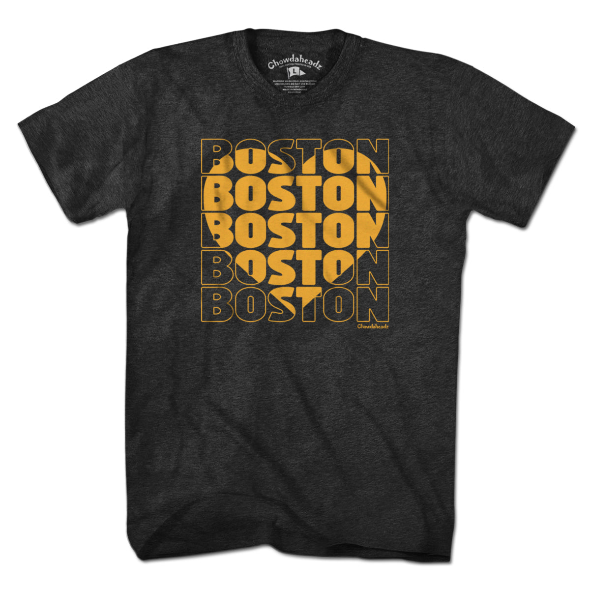 Black & Gold Stacked Boston Heart T-Shirt