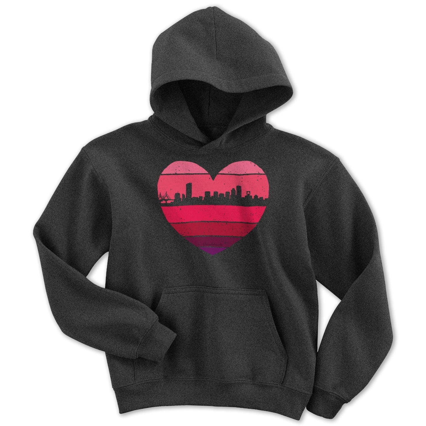 Boston Heart Retro Skyline Youth Hoodie