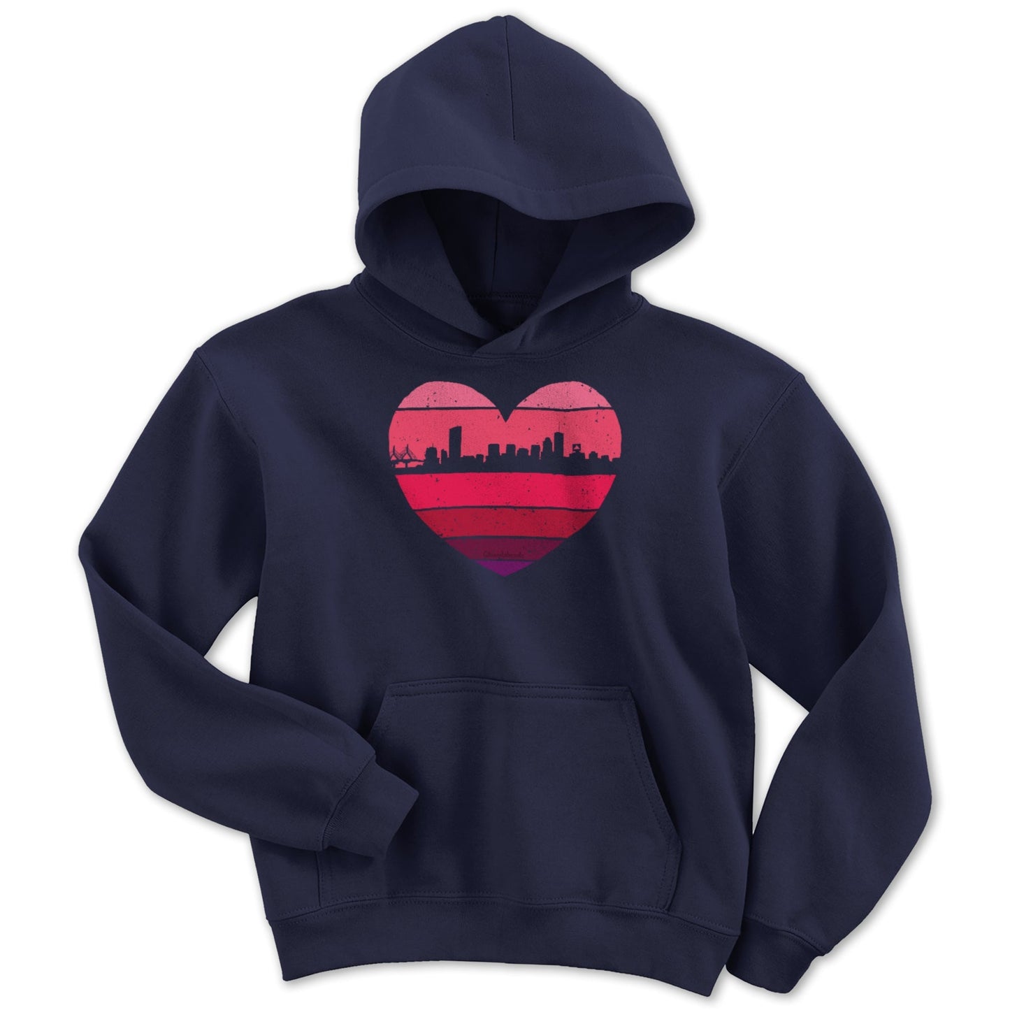 Boston Heart Retro Skyline Youth Hoodie