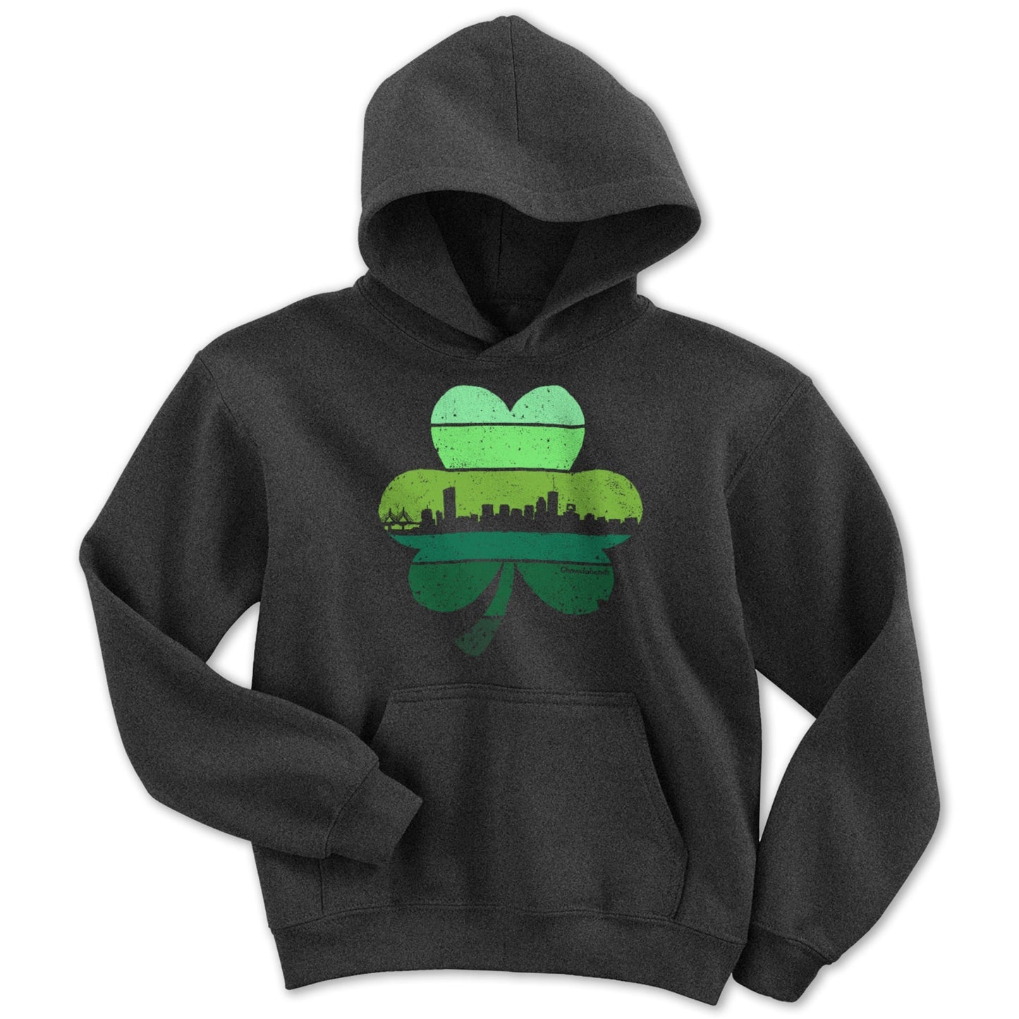 Boston Shamrock Retro Skyline Youth Hoodie