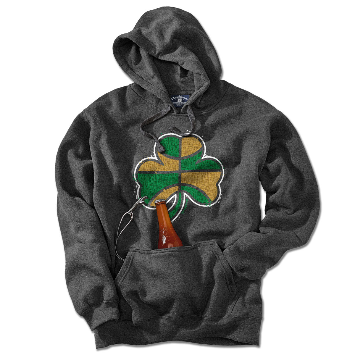 Green And Gold Basketball Shamrock Tailgater Hoodie