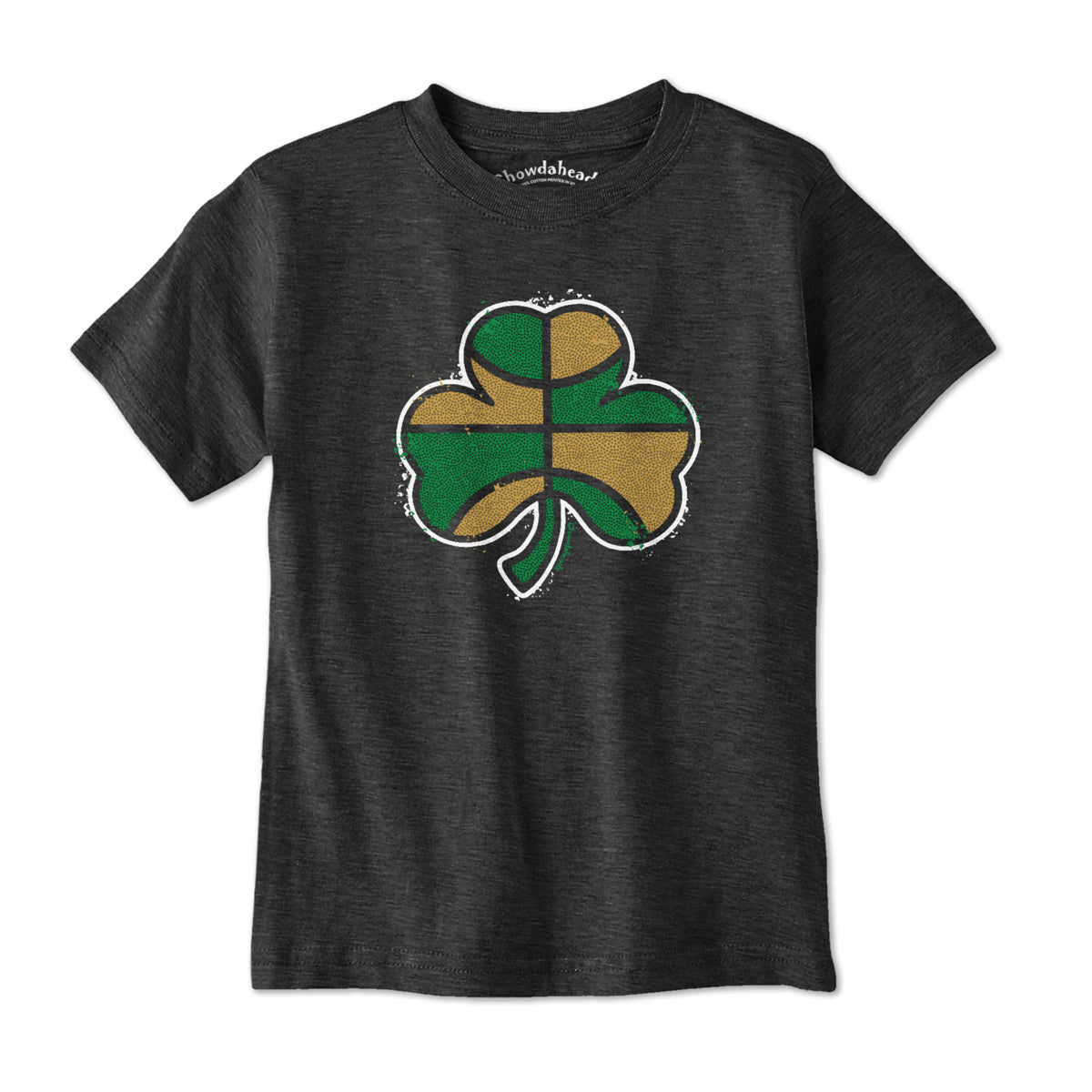 Green And Gold Basketball Shamrock Youth T-Shirt