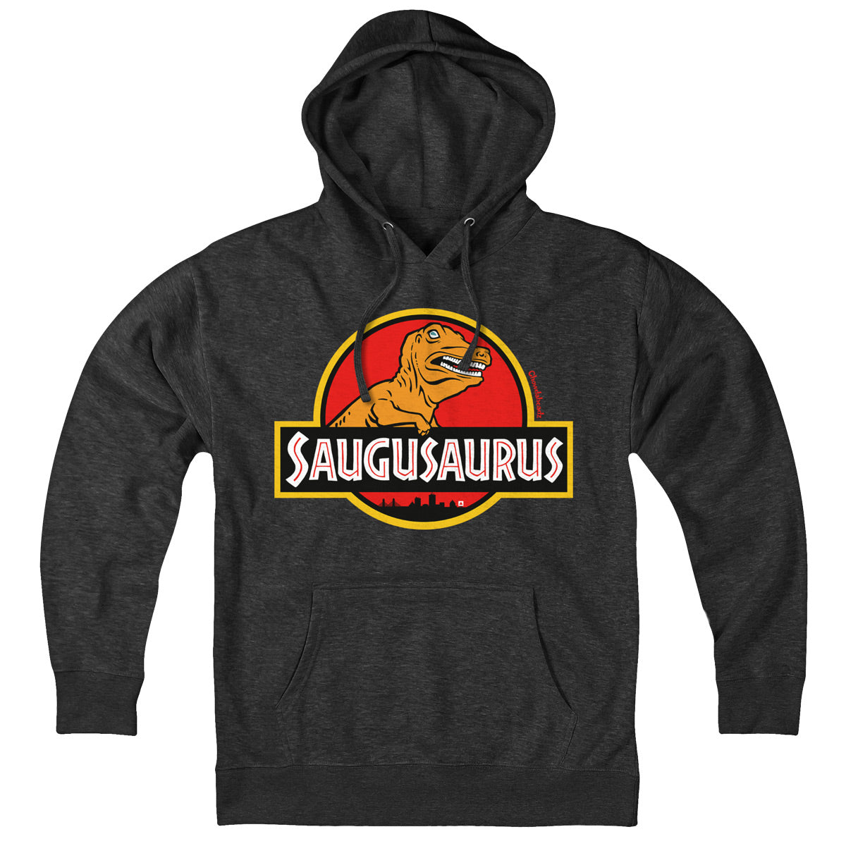 Saugusaurus Orange Dinosaur Logo Hoodie
