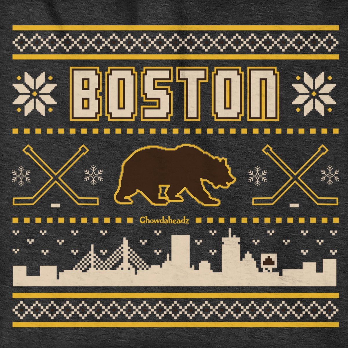 Boston Black & Gold Holiday Sweater Hoodie