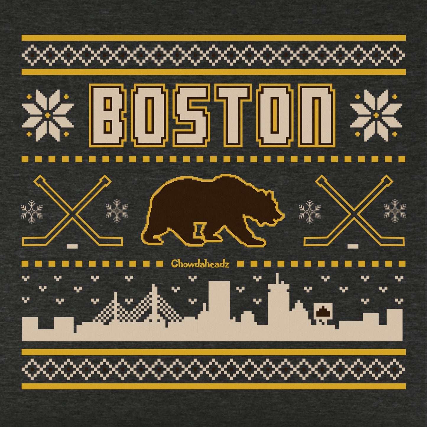 Boston Black & Gold Holiday Sweater Youth T-Shirt