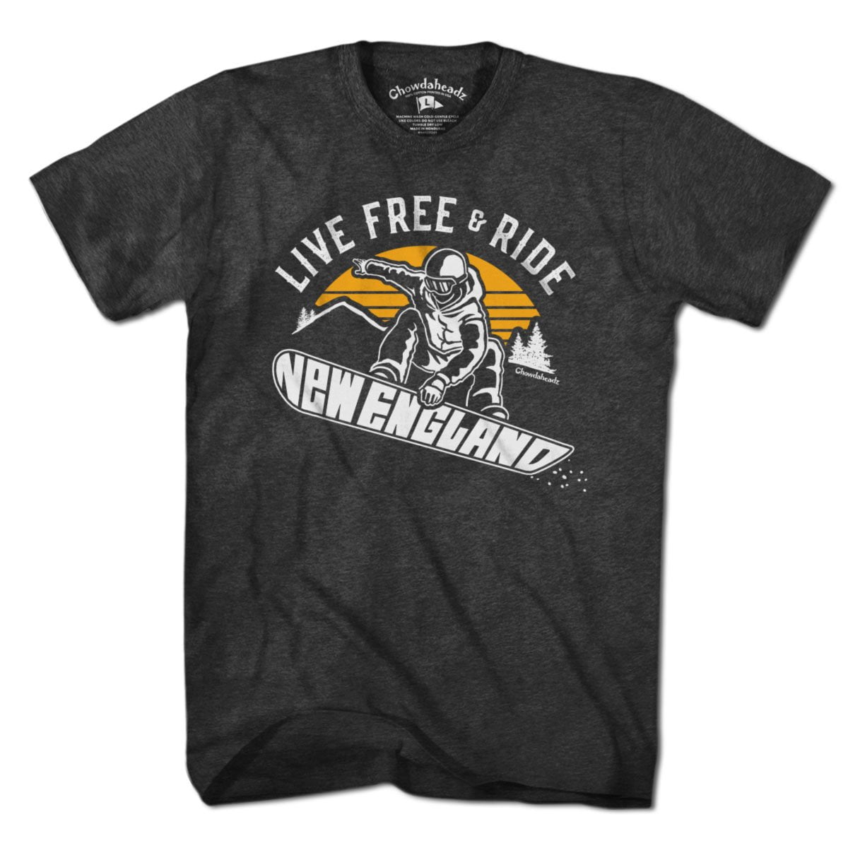 Live Free & Ride New England Snowboarder T-Shirt