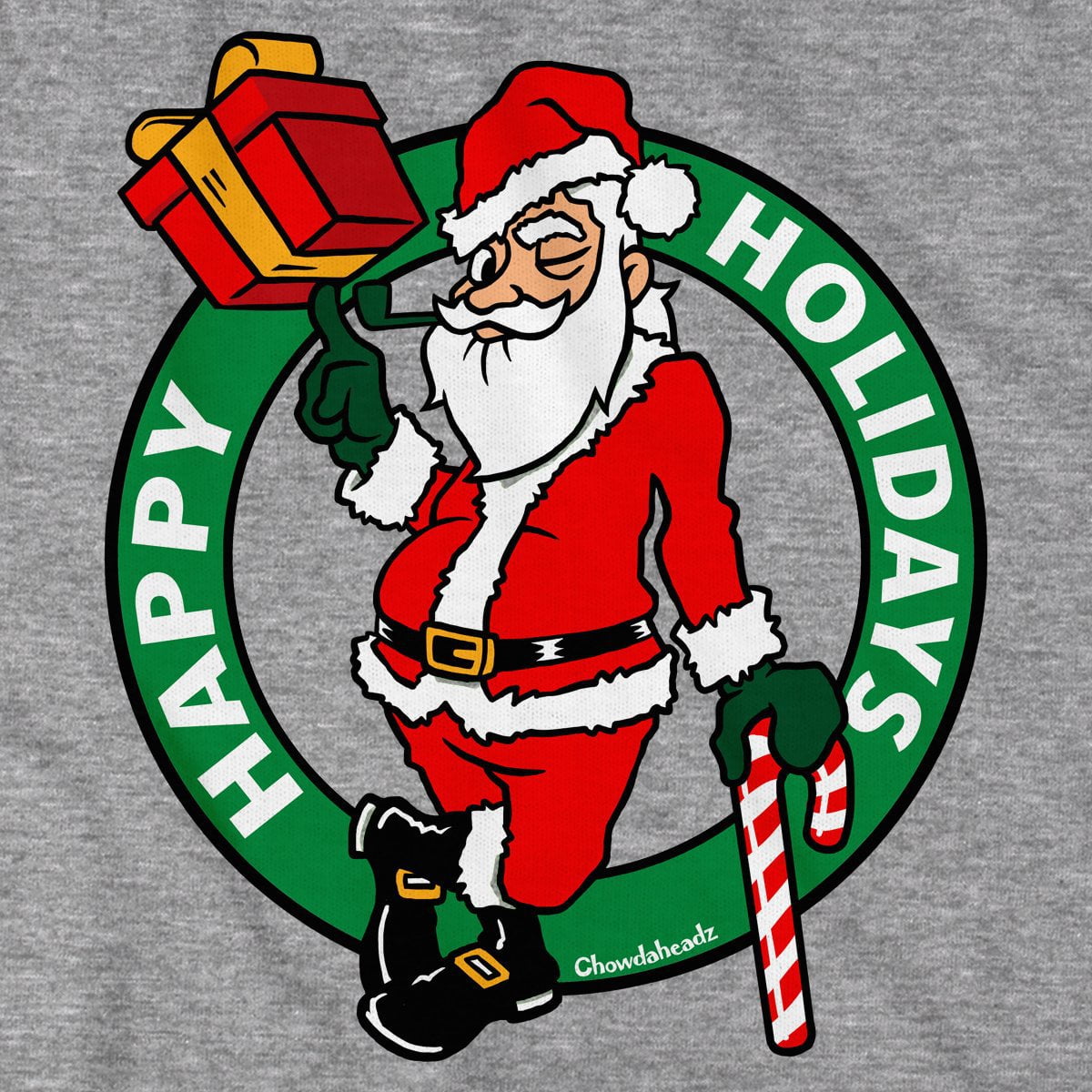 Happy Holidays Santa Circle Logo T-Shirt