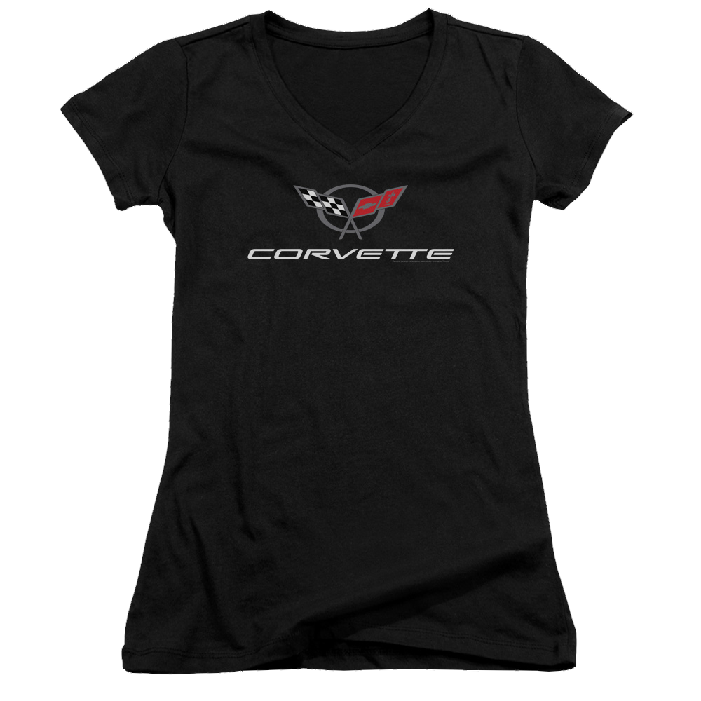 Chevrolet Corvette Modern Emblem - Juniors V-Neck T-Shirt