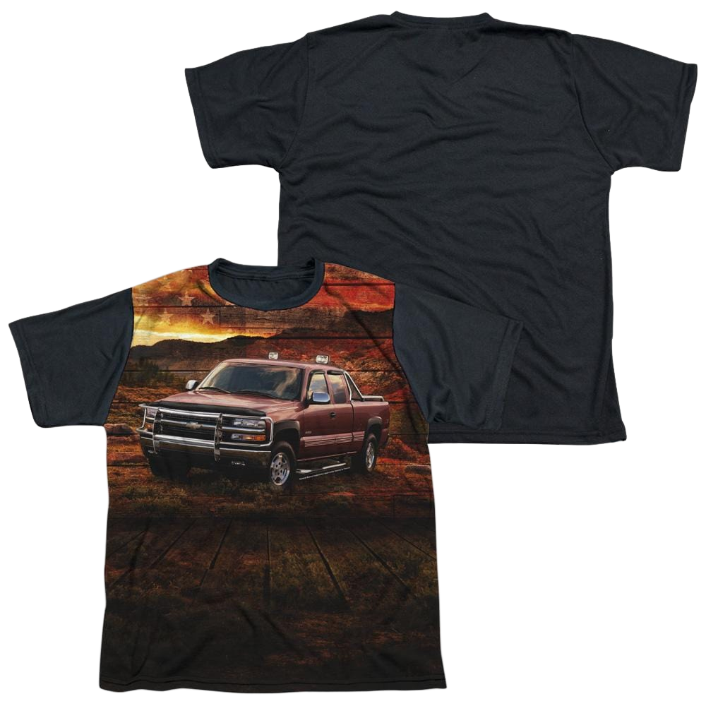 Chevrolet Silverado In The Mud - Youth Black Back T-Shirt (Ages 8-12)