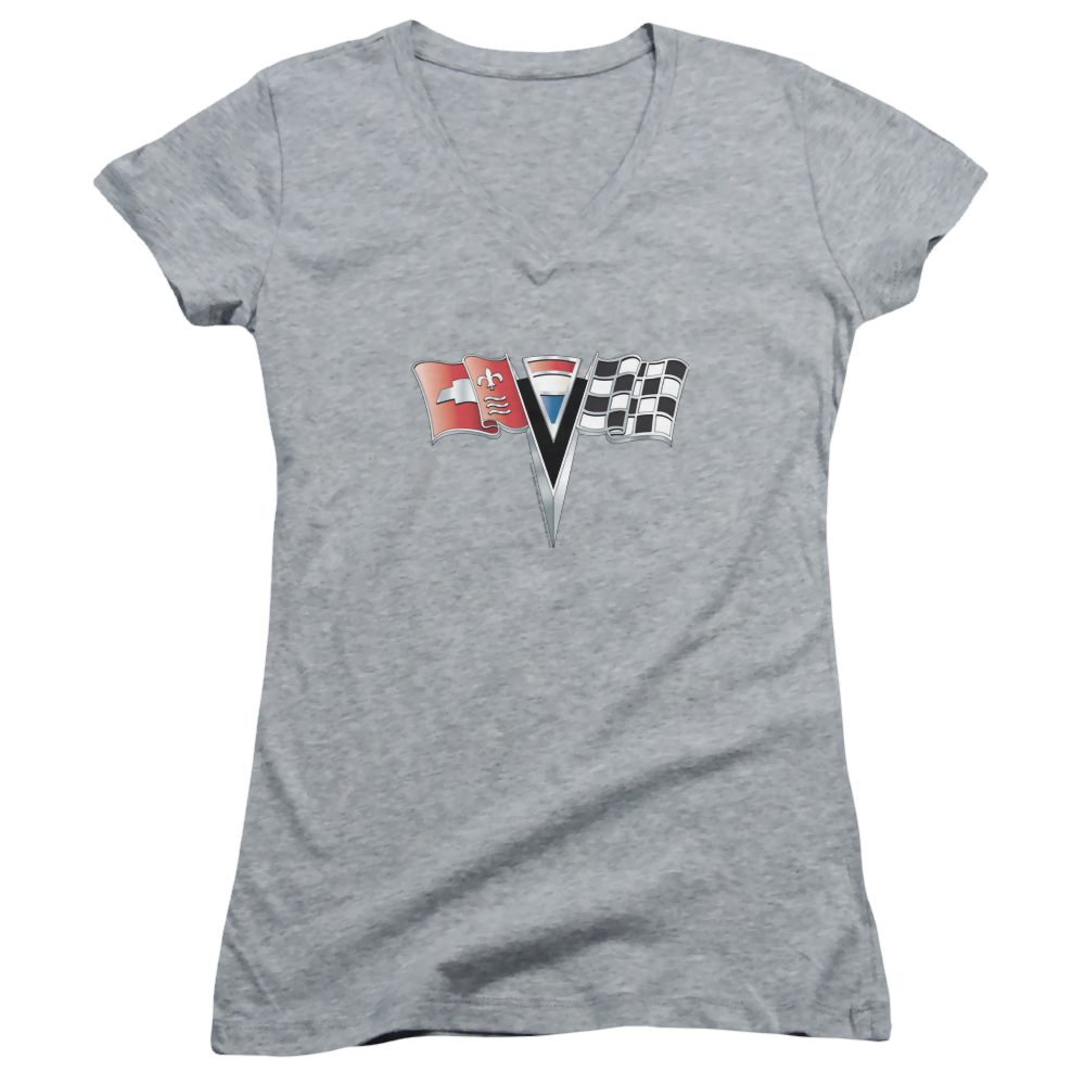 Chevrolet 2nd Gen Vette Nose Emblem - Juniors V-Neck T-Shirt