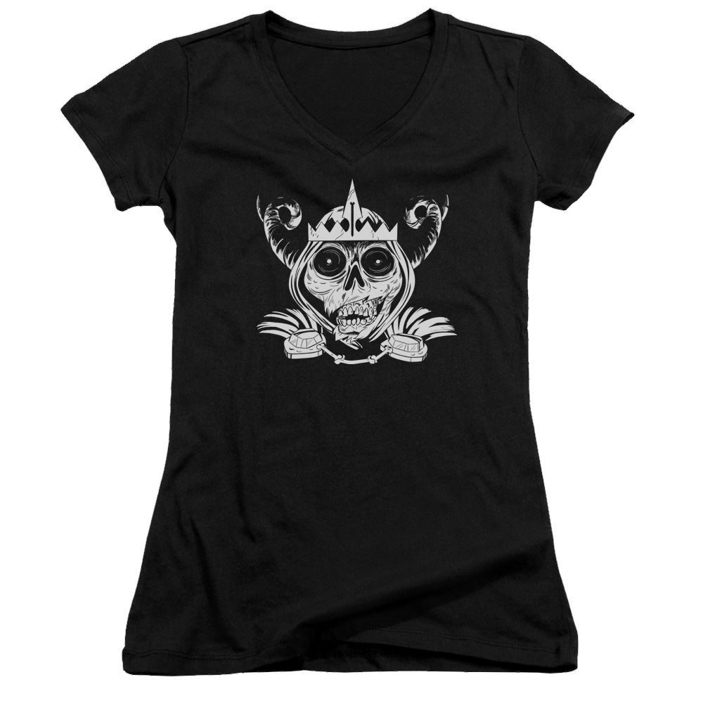 Adventure Time Skull Face - Juniors V-Neck T-Shirt