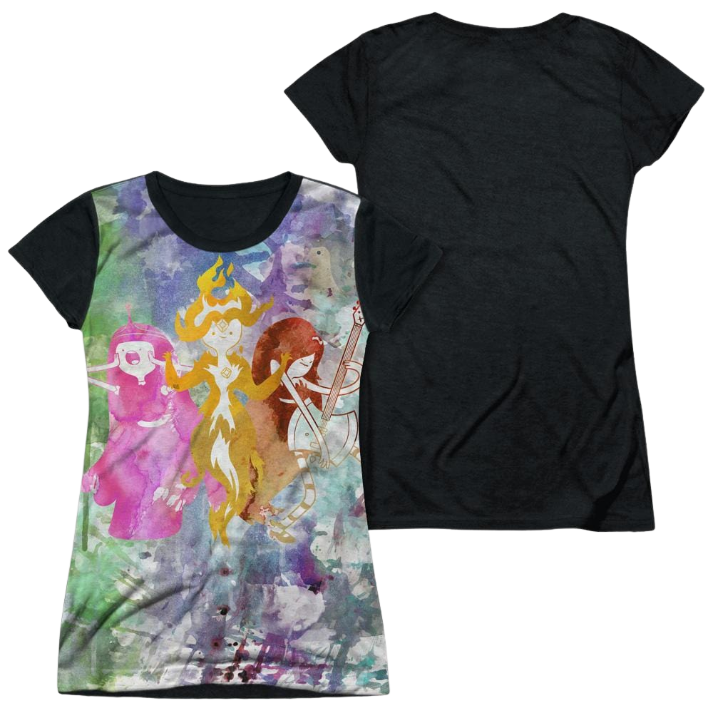 Adventure Time Three Ladies - Juniors Black Back T-Shirt