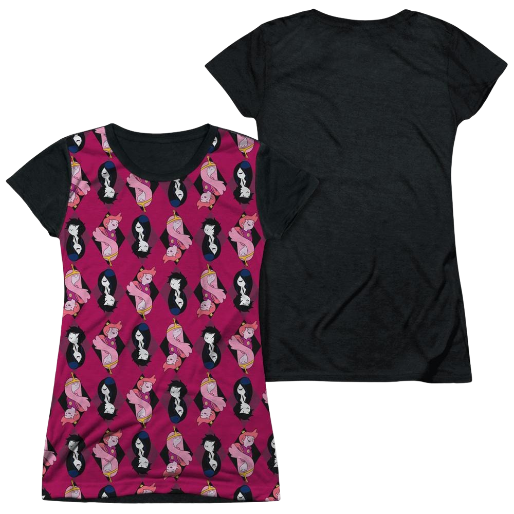Adventure Time Allover Diamonds - Juniors Black Back T-Shirt