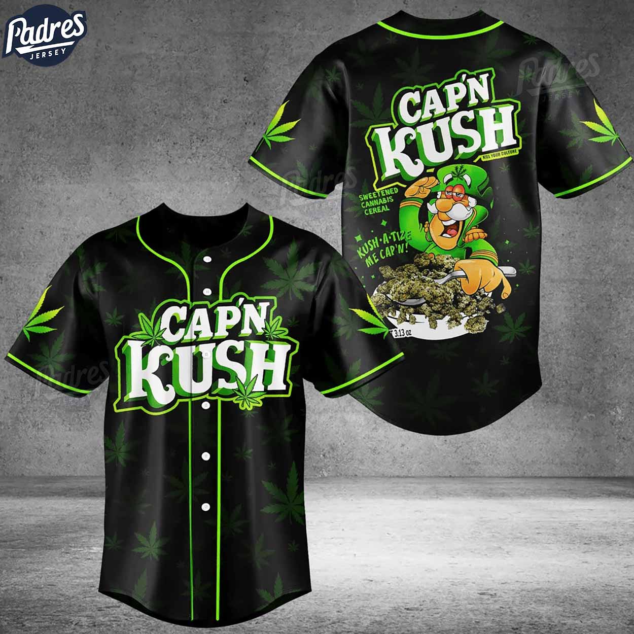 Cap'n Kush Weed Custom Baseball Jersey Style - Padres Jersey Oasis: Elevate Your Baseball Style Game