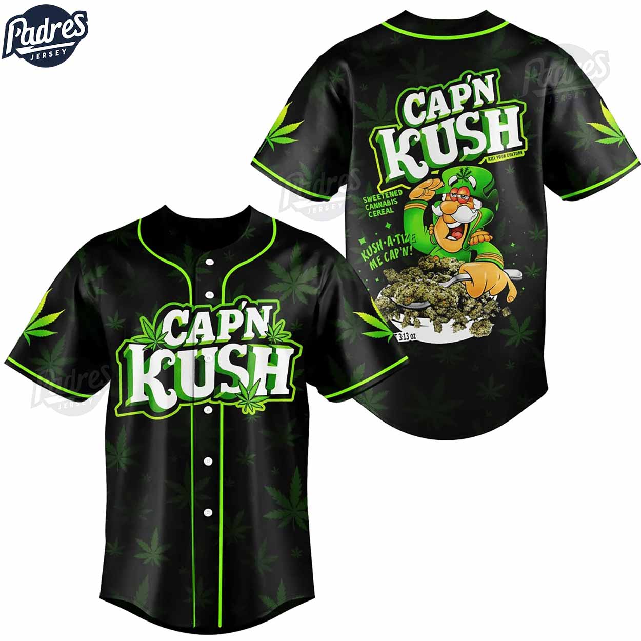 Cap'n Kush Weed Custom Baseball Jersey Style - Padres Jersey Oasis: Elevate Your Baseball Style Game