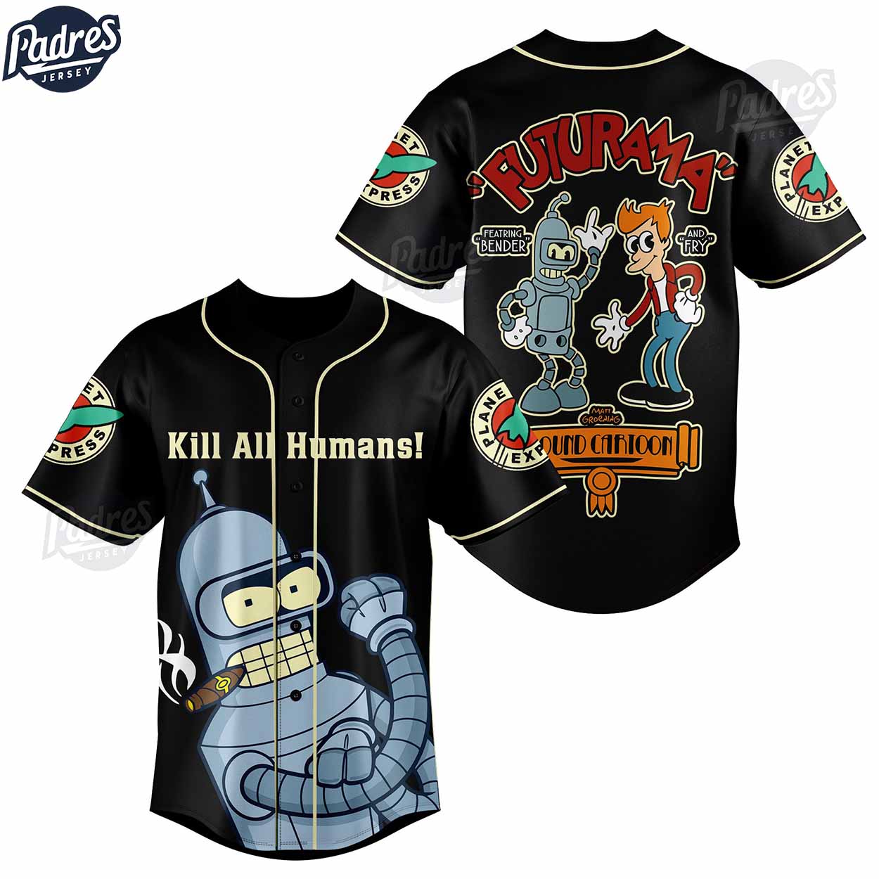Cartoon Futurama Kill All Humans Custom Baseball Jersey - Padres Jersey Oasis: Elevate Your Baseball Style Game