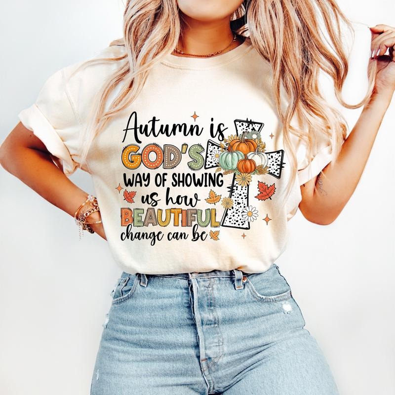 Christian Fall T-Shirt, Fall Cross T-Shirt, Fall Shirt Religious Jesus T-Shirt, Dalmatian Doodle T-Shirt,Autumn T-Shirt,Pumpkin T-Shirt