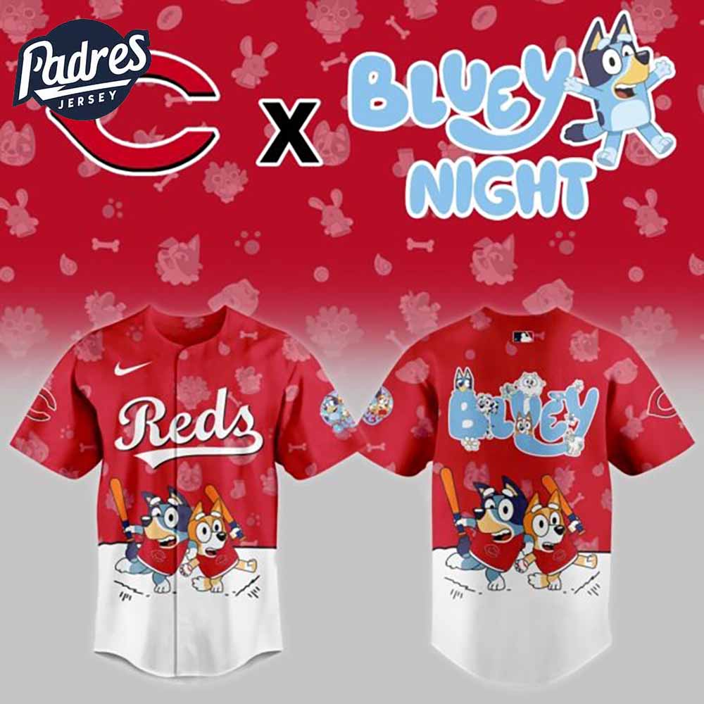 Cincinnati Reds Bluey Night Baseball Jersey Outfit - Padres Jersey Oasis: Elevate Your Baseball Style Game