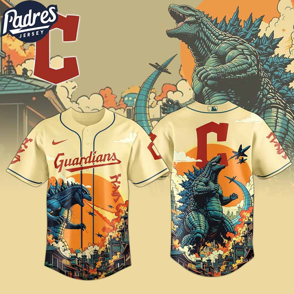 Cleveland Guardians MLB X Godzilla Custom New Baseball Jersey - Padres Jersey Oasis: Elevate Your Baseball Style Game