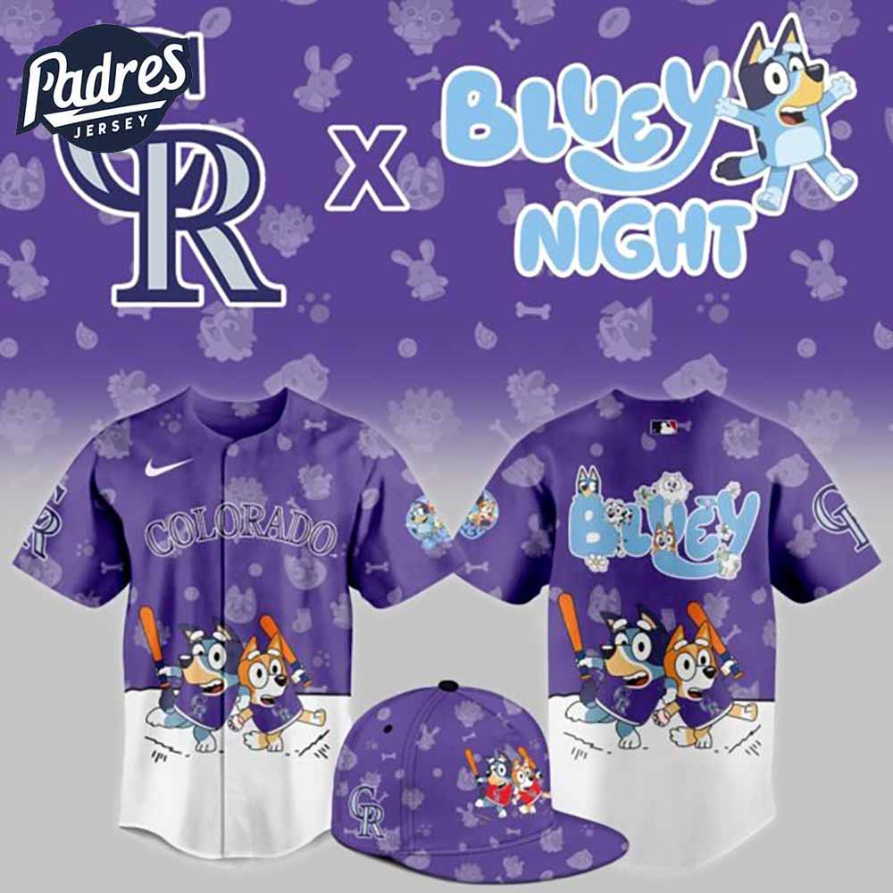 Colorado Rockies Bluey Night Baseball Jersey Outfit - Padres Jersey Oasis: Elevate Your Baseball Style Game