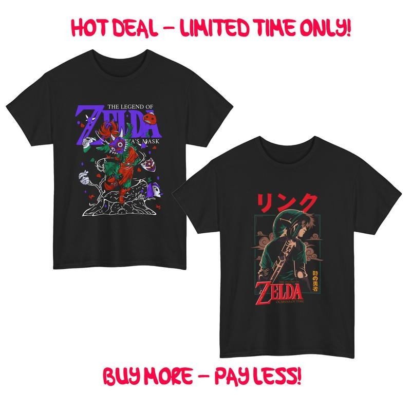 Combo 2 Pieces The Legend of Zelda Game Unisex T-Shirt Tee ALL SIZES