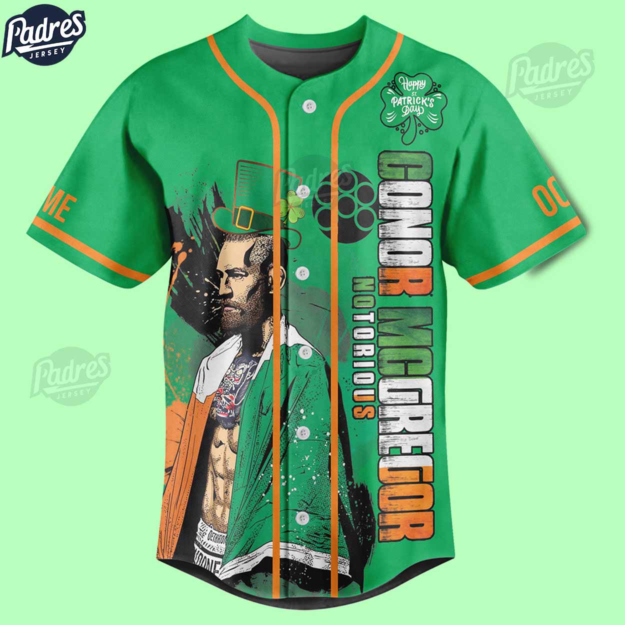 Custom Conor McGregor St. Patrick’s Day Baseball Jersey - Padres Jersey Oasis: Elevate Your Baseball Style Game