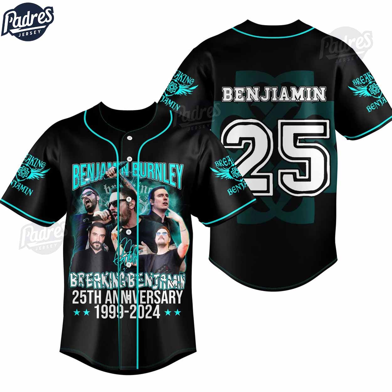 Custom 25Th Anniversary 1999 2024 Breaking Benjamin Baseball Jersey - Padres Jersey Oasis: Elevate Your Baseball Style Game