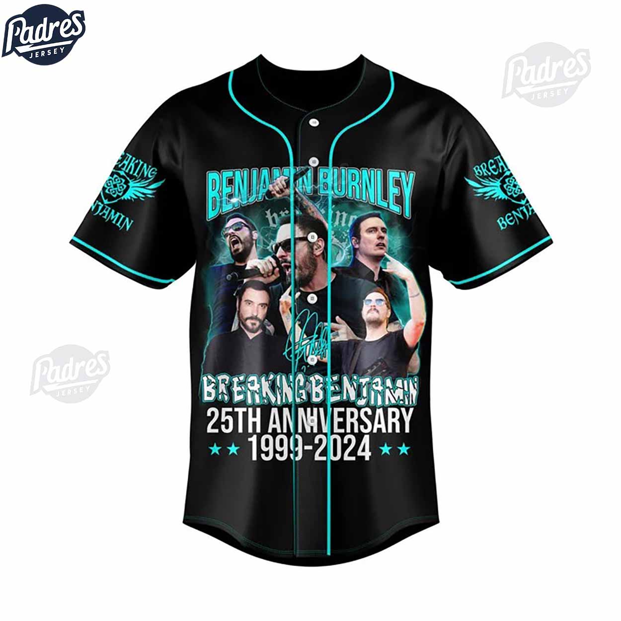 Custom 25Th Anniversary 1999 2024 Breaking Benjamin Baseball Jersey - Padres Jersey Oasis: Elevate Your Baseball Style Game