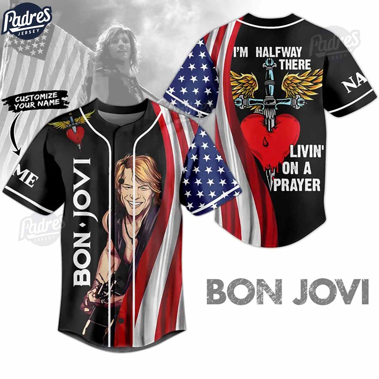 Custom 4th Of July Bon Jovi Baseball Jersey - Padres Jersey Oasis: Elevate Your Baseball Style Game