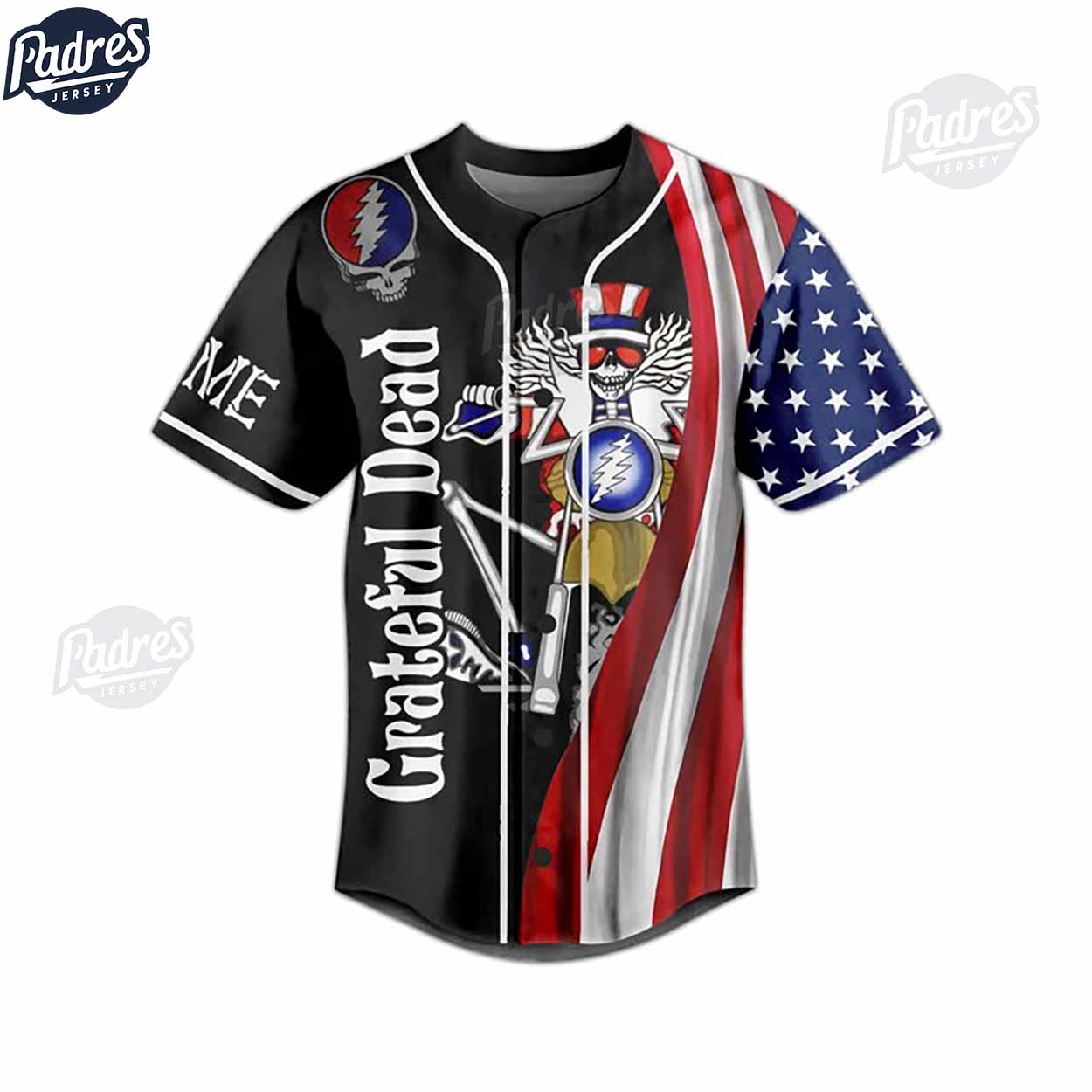 Custom 4th Of July Grateful Dead Baseball Jersey - Padres Jersey Oasis: Elevate Your Baseball Style Game