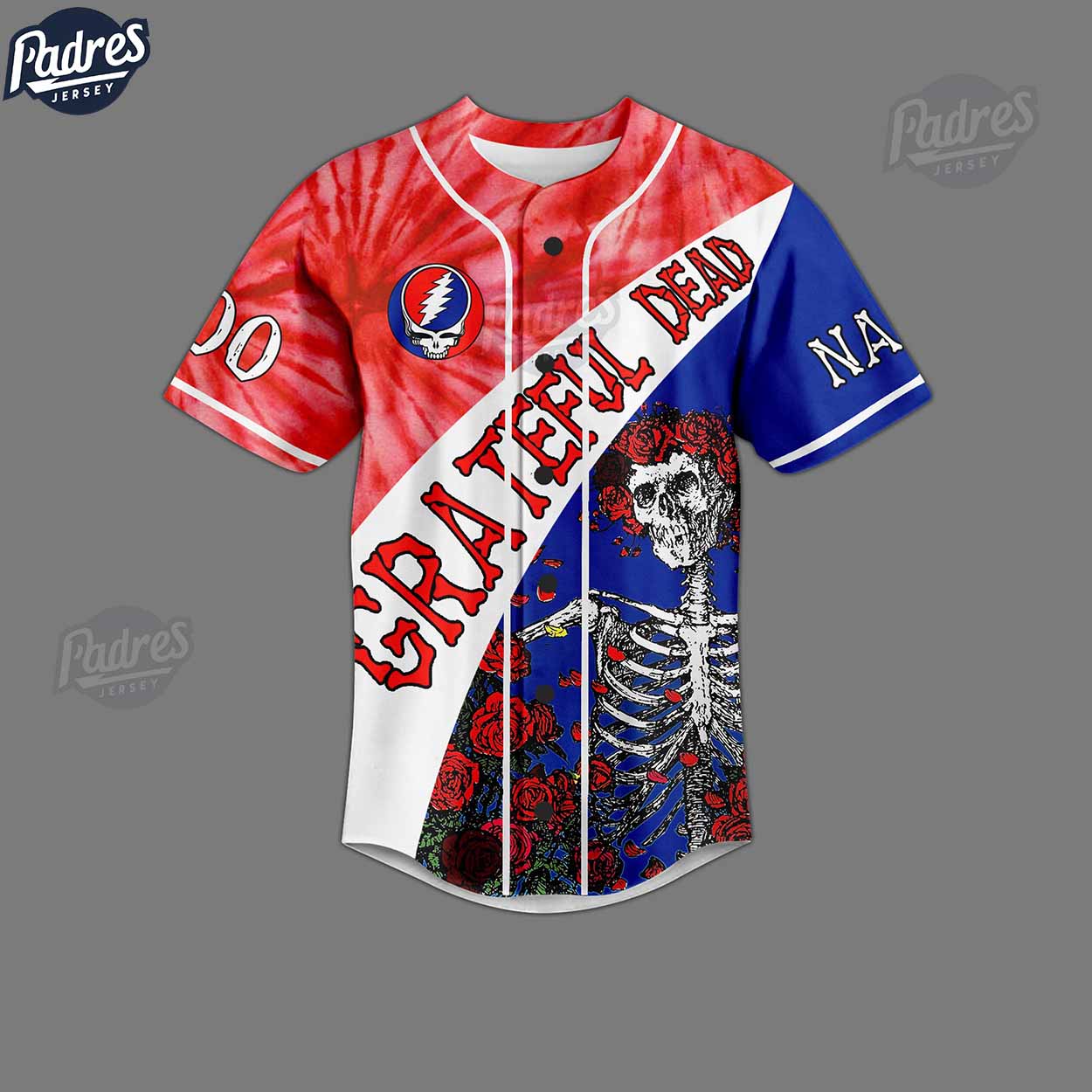 Custom 4th Of July Grateful Dead Wave That Flag Wave It Wide And High Baseball Jersey - Padres Jersey Oasis: Elevate Your Baseball Style Game