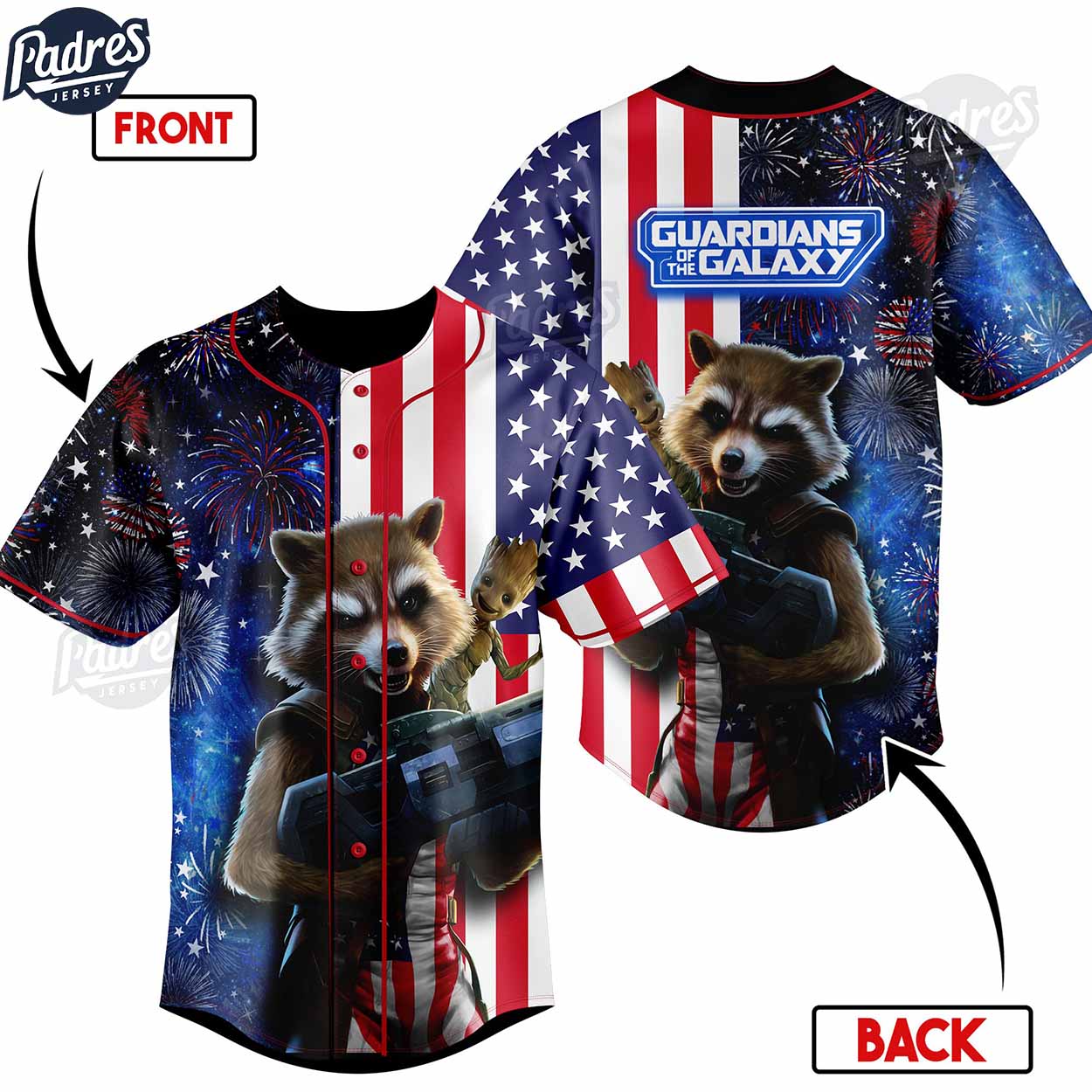 Custom 4th Of July Guardian Galaxy Baseball Jersey - Padres Jersey Oasis: Elevate Your Baseball Style Game