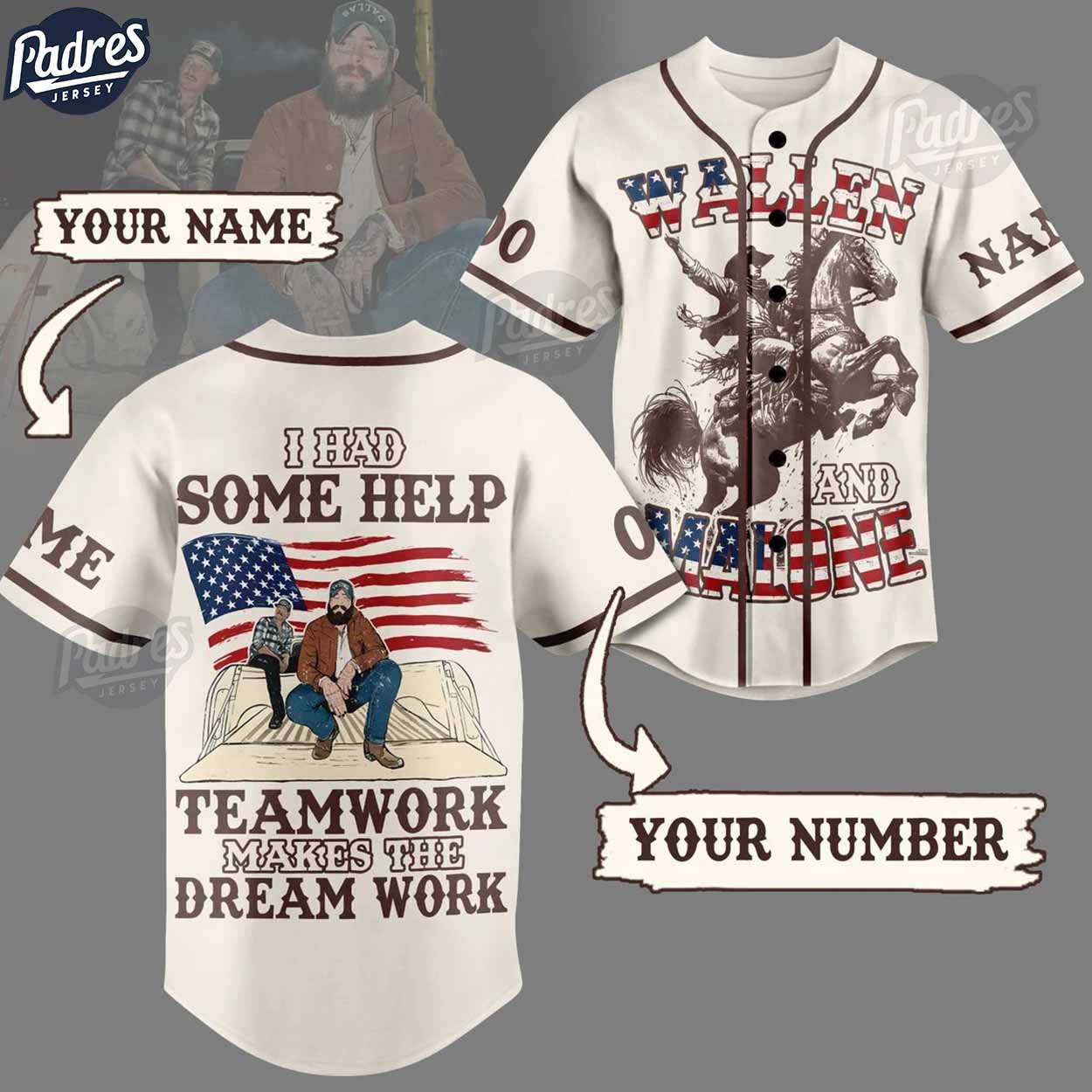 Custom 4th Of July Post Malone I Had Some Help Baseball Jersey - Padres Jersey Oasis: Elevate Your Baseball Style Game