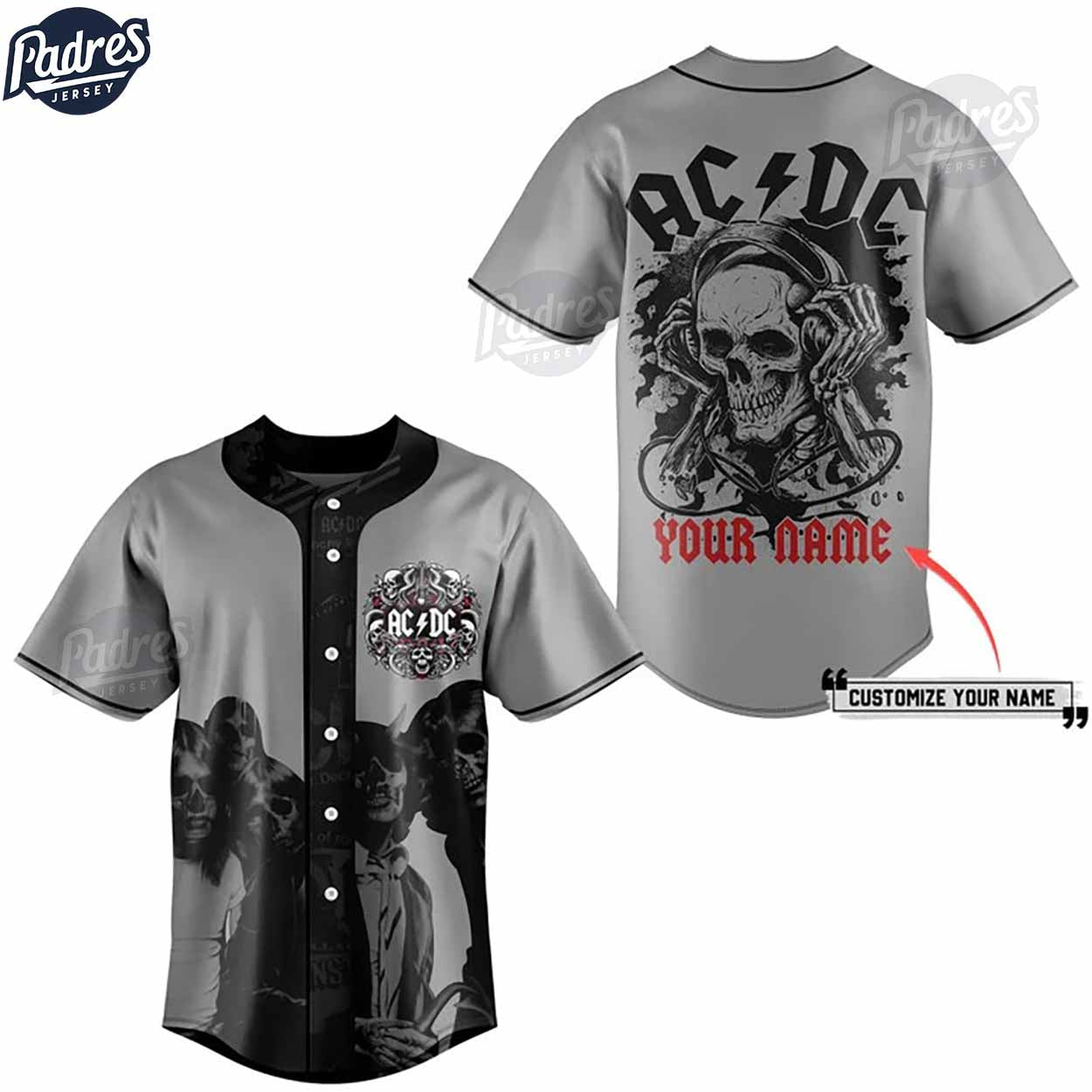 Custom ACDC Skull Baseball Jersey - Padres Jersey Oasis: Elevate Your Baseball Style Game