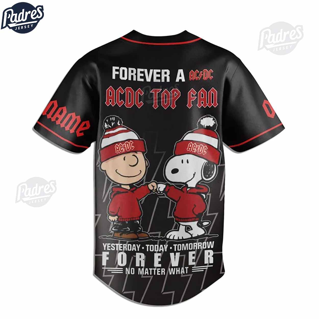 Custom AC/DC Snoopy & Charlie Brown Baseball Jersey - Padres Jersey Oasis: Elevate Your Baseball Style Game