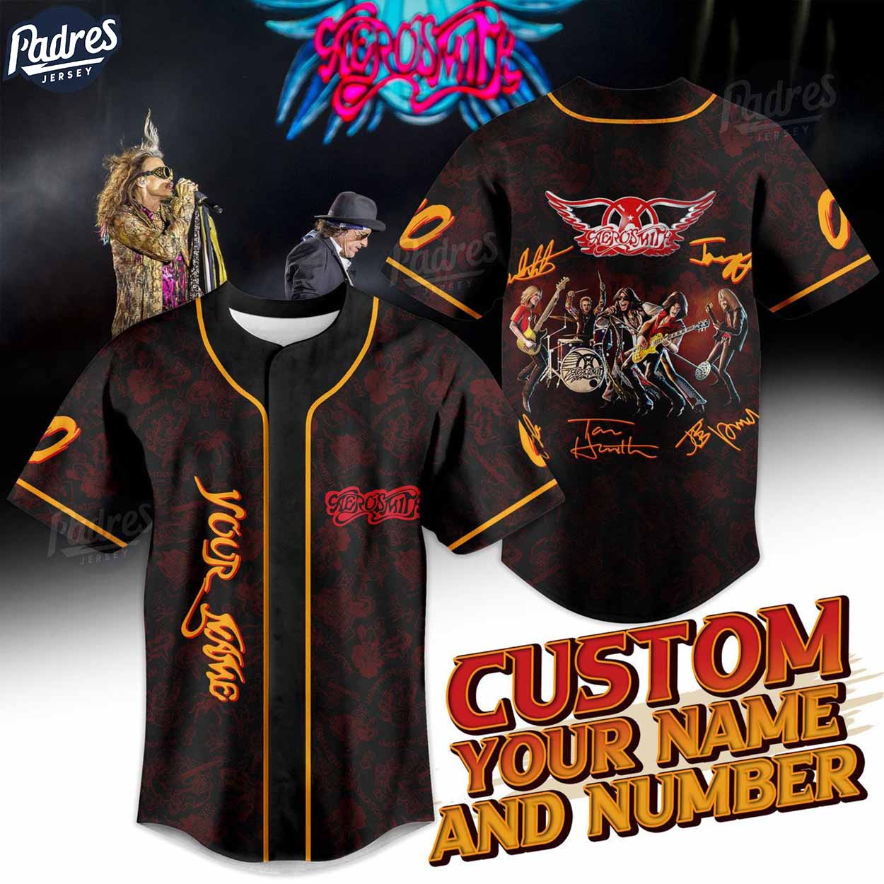Custom Aerosmith Music Baseball Jersey - Padres Jersey Oasis: Elevate Your Baseball Style Game