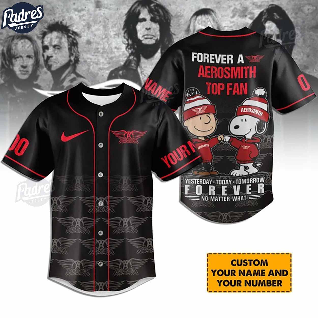 Custom Aerosmith Snoopy & Charlie Brown Baseball Jersey - Padres Jersey Oasis: Elevate Your Baseball Style Game