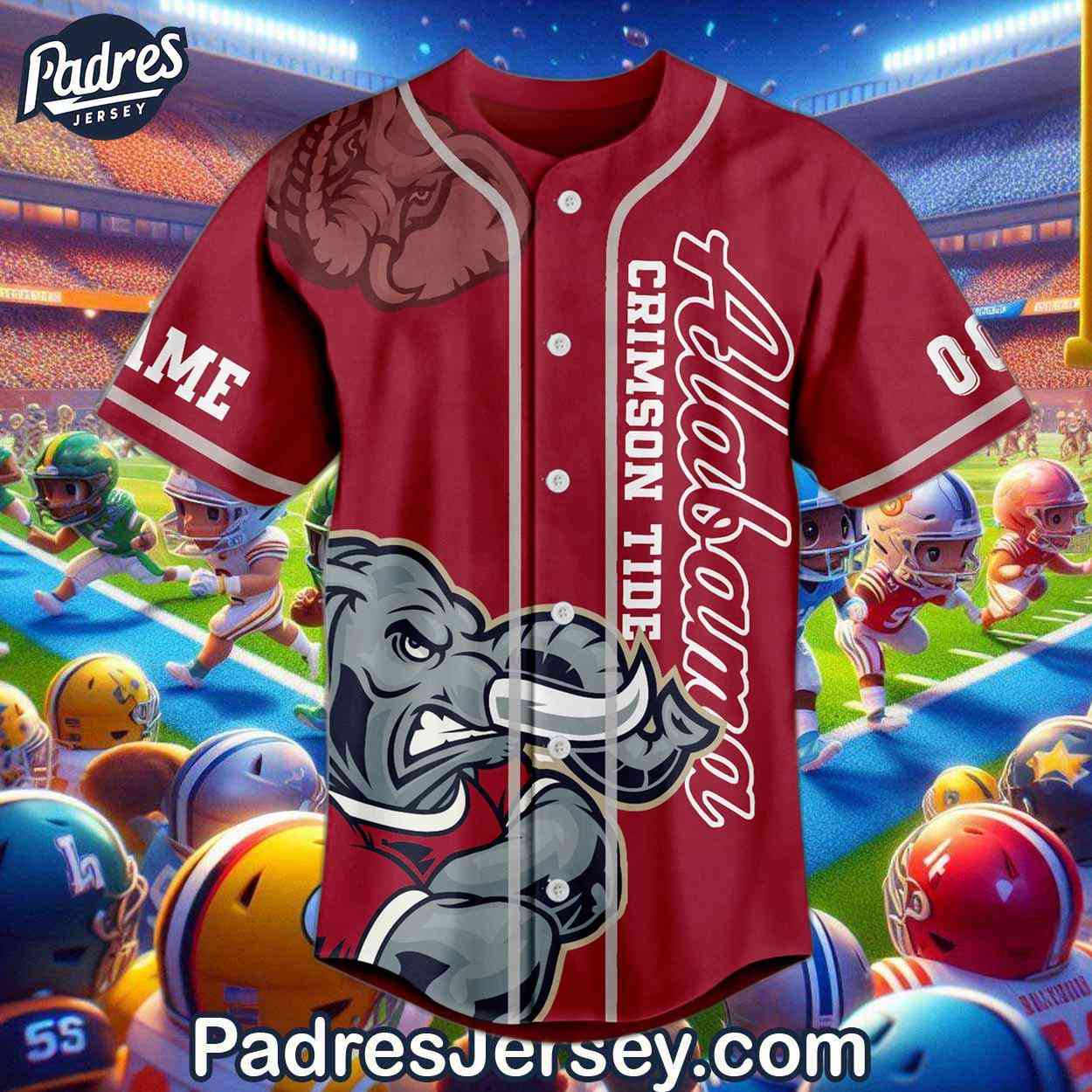 Custom Alabama Crimson Tide Roll Tide Football Baseball Jersey - Padres Jersey Oasis: Elevate Your Baseball Style Game