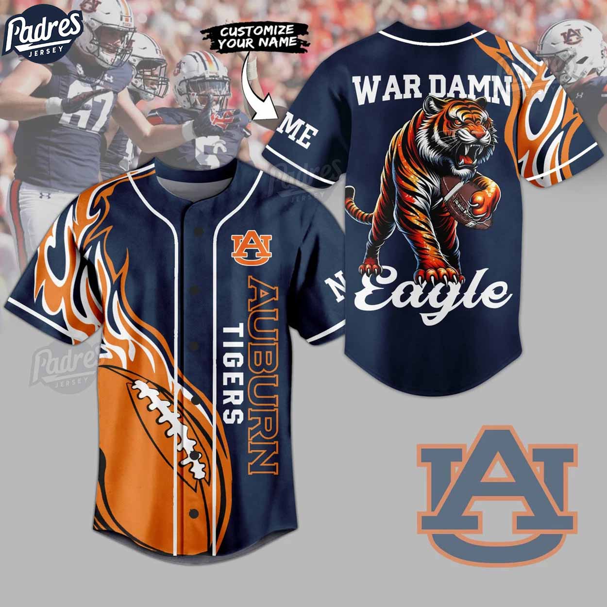 Custom Auburn Tigers War Damn Eagle Football Baseball Jersey - Padres Jersey Oasis: Elevate Your Baseball Style Game