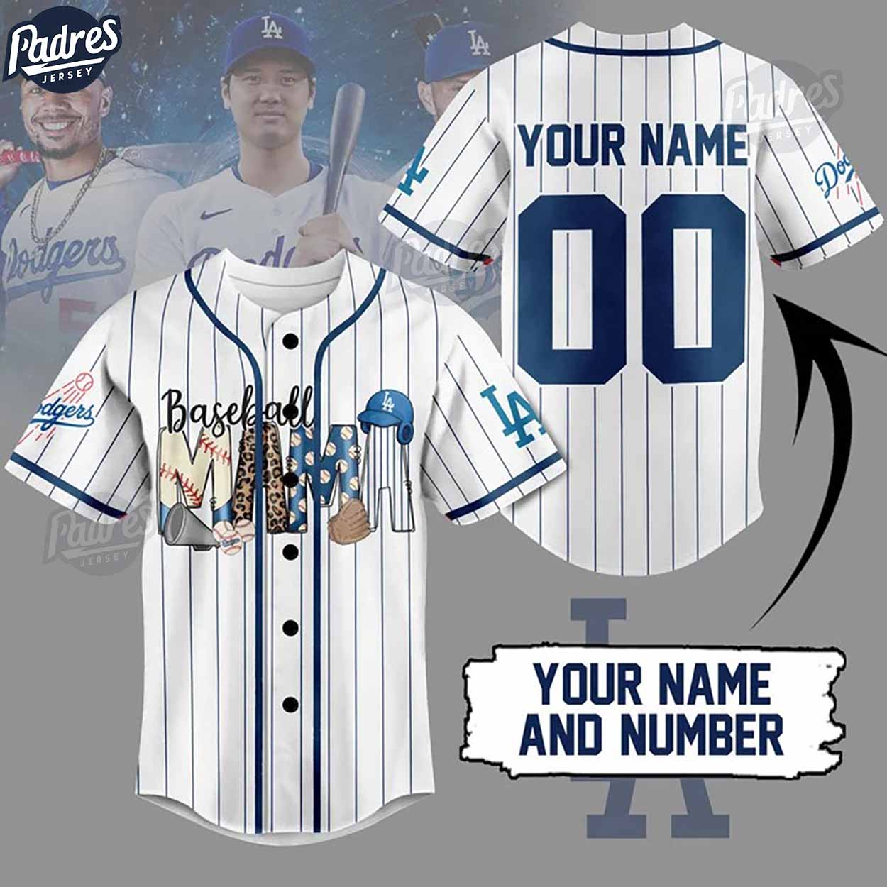 Custom Baseball Mama Los Angeles Dodger Baseball Jersey - Padres Jersey Oasis: Elevate Your Baseball Style Game