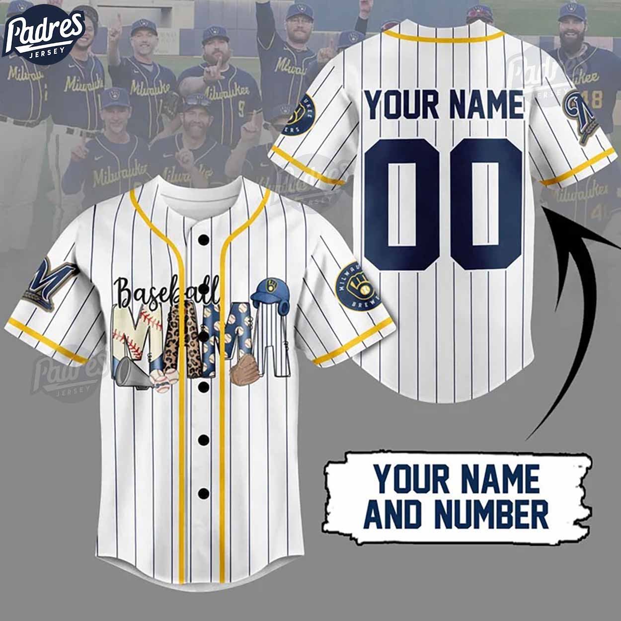 Custom Baseball Mama Milwaukee Brewers Baseball Jersey - Padres Jersey Oasis: Elevate Your Baseball Style Game