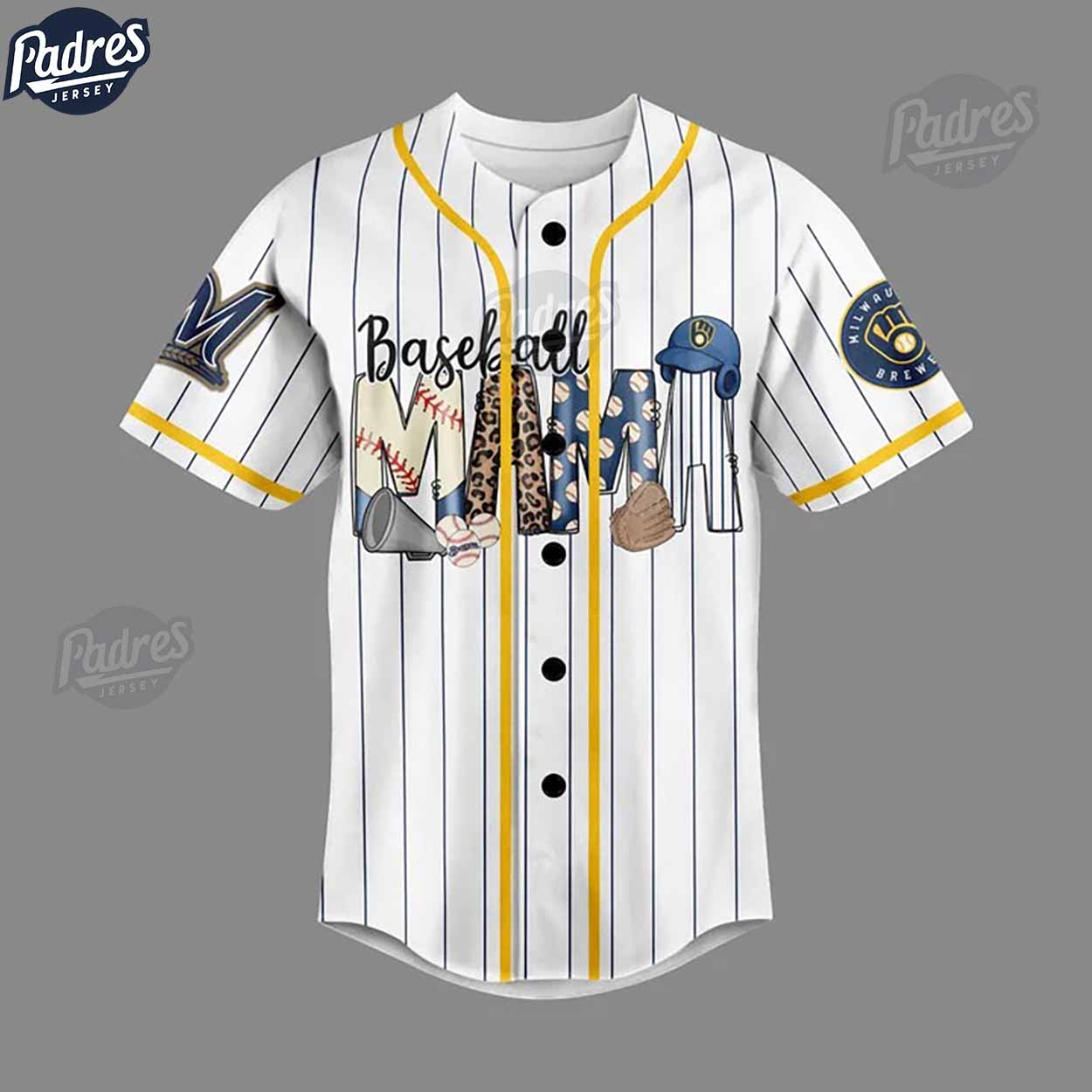 Custom Baseball Mama Milwaukee Brewers Baseball Jersey - Padres Jersey Oasis: Elevate Your Baseball Style Game