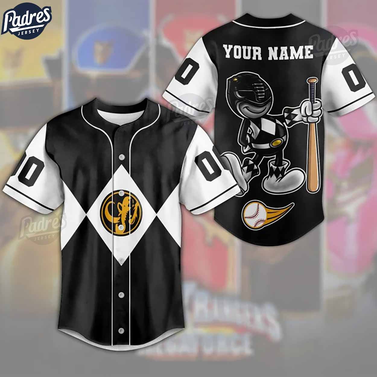 Custom Power Rangers Black Ranger Baseball Jersey - Padres Jersey Oasis: Elevate Your Baseball Style Game