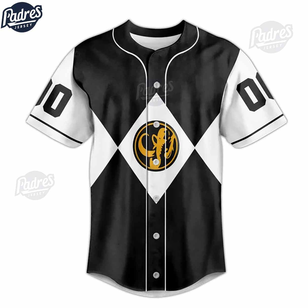 Custom Power Rangers Black Ranger Baseball Jersey - Padres Jersey Oasis: Elevate Your Baseball Style Game