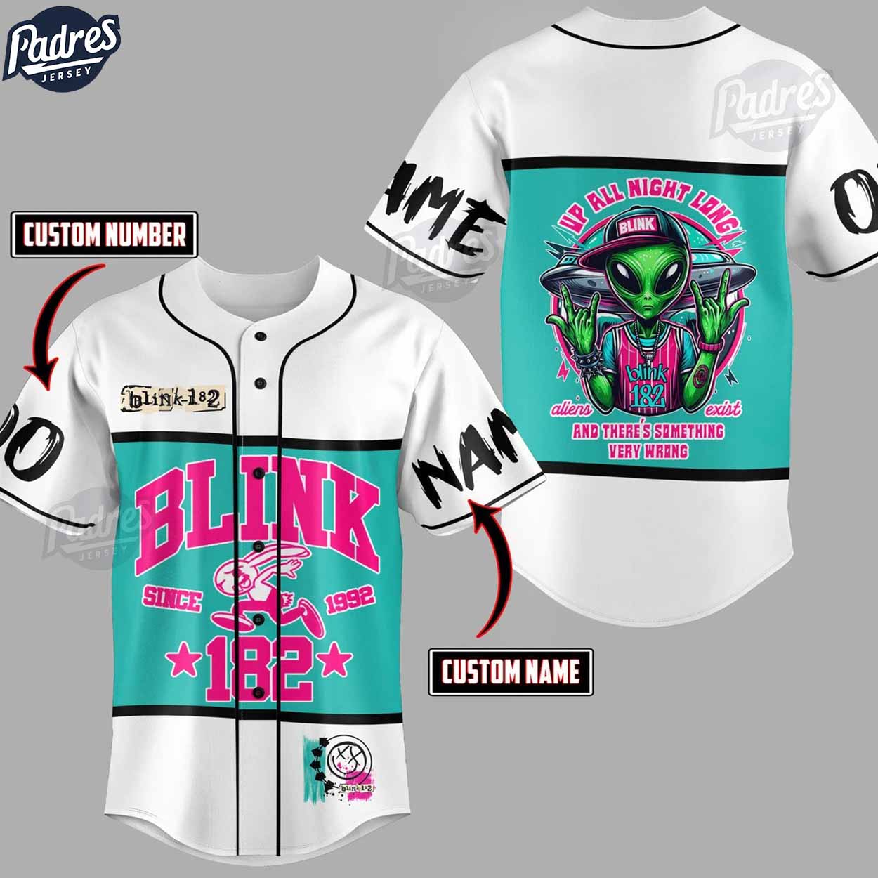 Custom Blink-182 Alien Baseball Jersey - Padres Jersey Oasis: Elevate Your Baseball Style Game